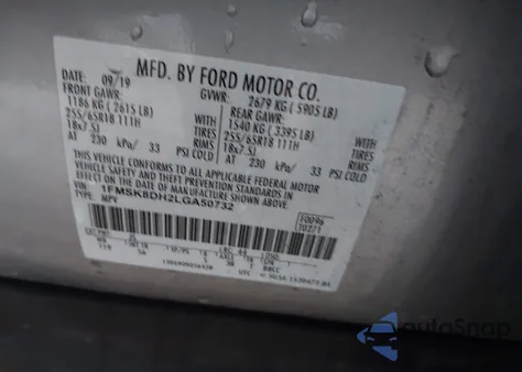 2020 Ford Explorer Xlt from USA, damaged, VIN 1FMSK8DH2LGA50732